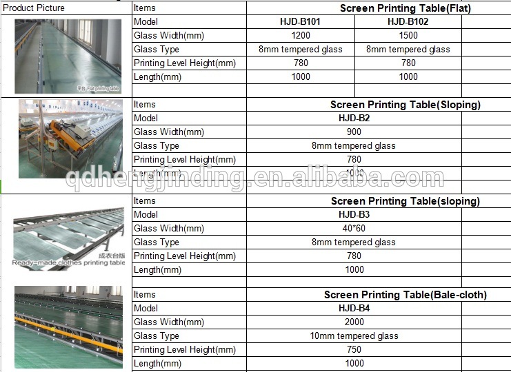 Screen Printing Press Table for T-Shirt Printing