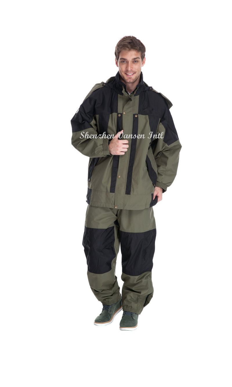 Yellow Hooded Rain Suit with Reflective Strip