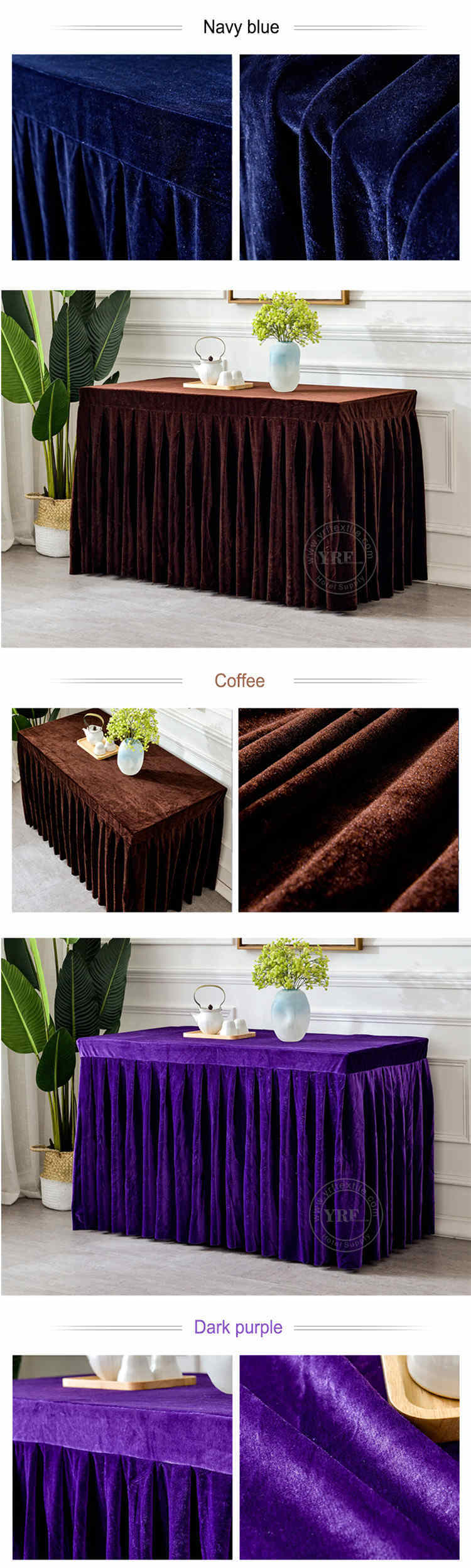 Luxury Solid Color Square Table Skirt