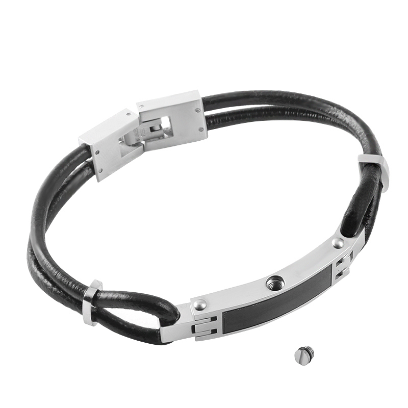 Stainless Steel Cremation Jewellery Leather Ashes Urn Bracelet