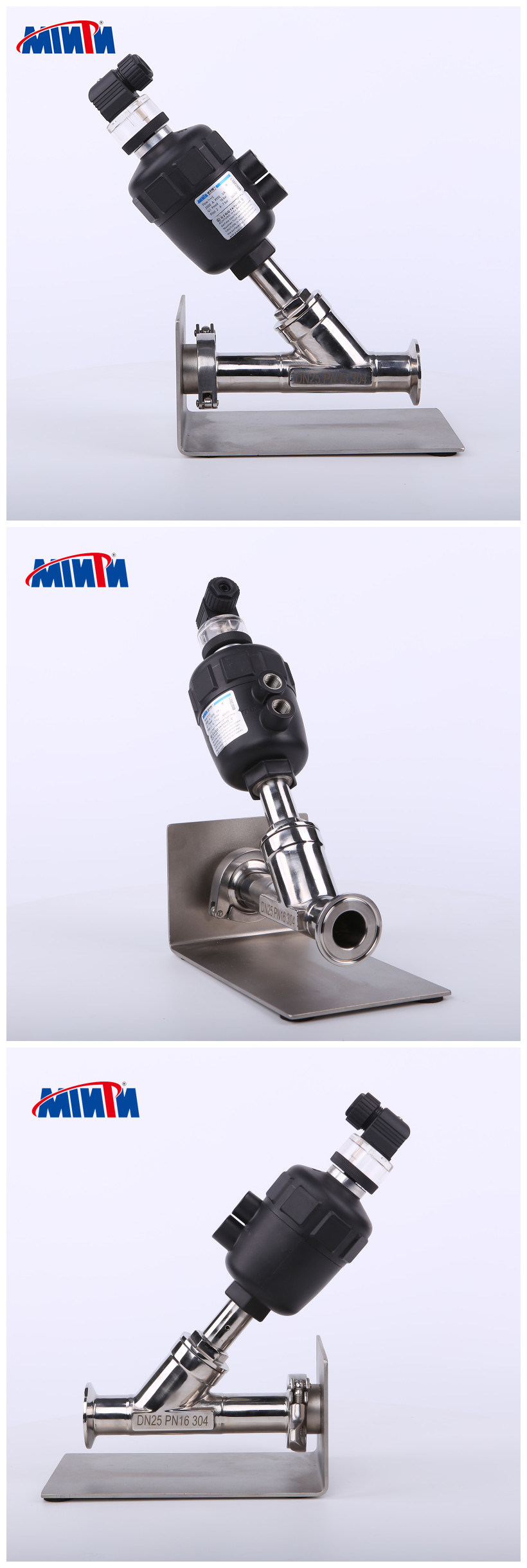 Thread Type Pneumatic Stainless Stee Angle Seat Valve with Plastic Actuator with Position Indicator