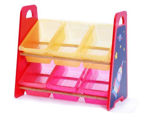 Wooden Toy Storage Shelf Plastic Bin Tidying Box Furniture Toy