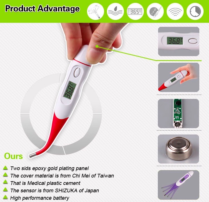10-Second Pen Type Digital Clinial Thermometers with Flexible Probe