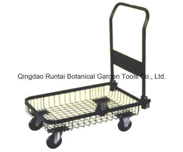 Foldable Mesh Structure Steel Platform Hand Truck with PU Castor