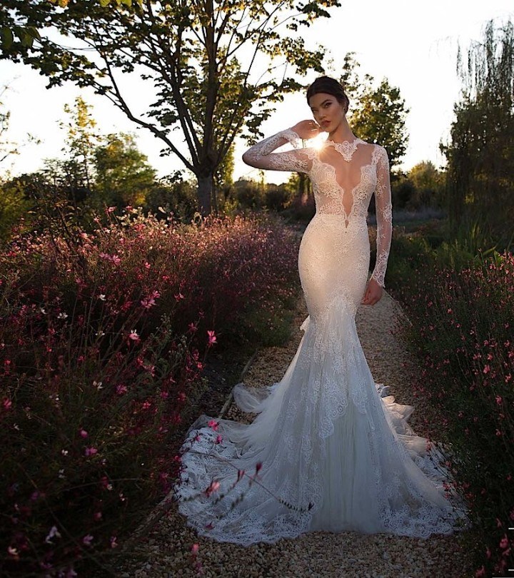 Lace Bridal Gown Long Sleeves Berta Mermaid Wedding Dress (C2166)