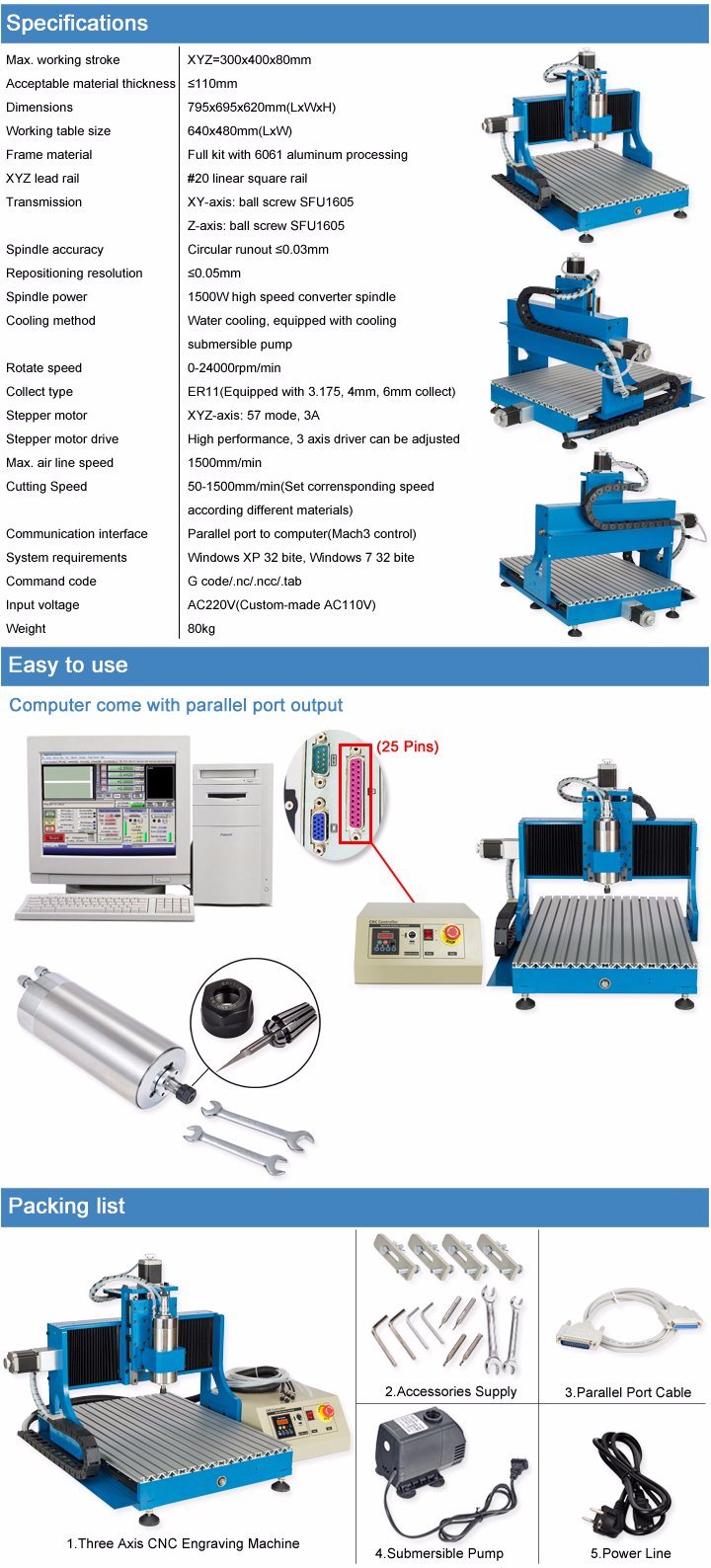 Mechanical Engraving Machine 1500W Small Woodworking Machine