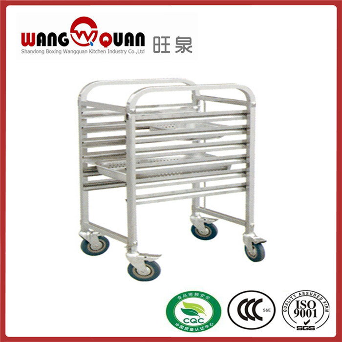 Commercial Stainless Steel Tray Transport Trolley with Six Tiers