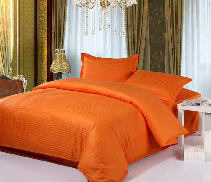 Cotton Stripe Hotel Bedding Set. Comforter Set Bed Linen