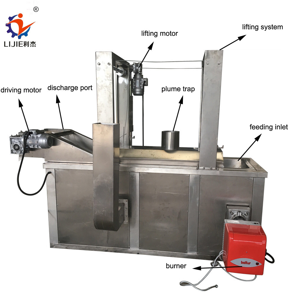 Industry Gas Automatic Potato Chips Meet Frying Machine