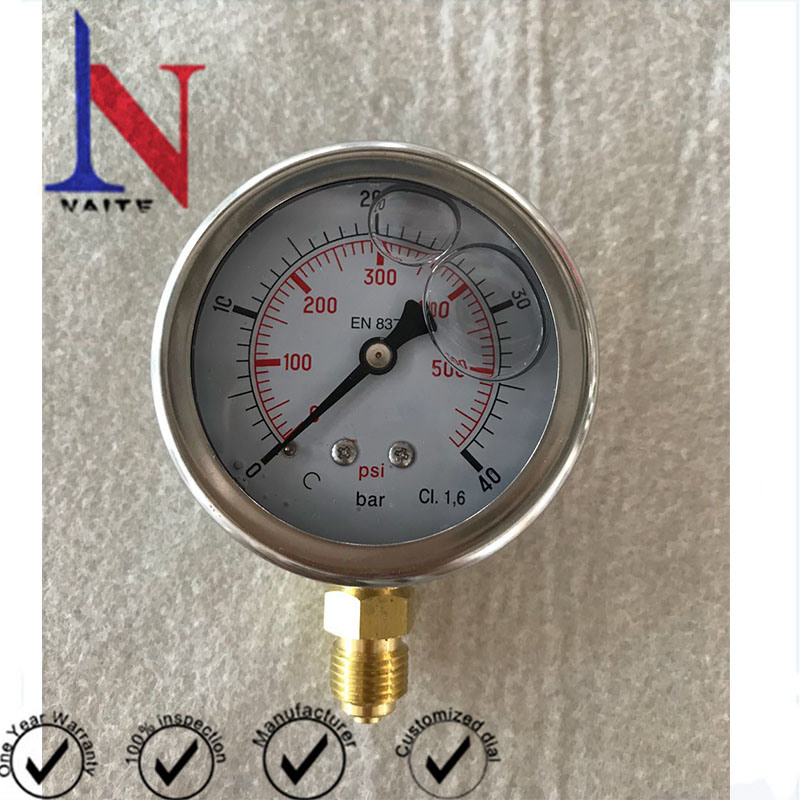 Lower Mount Hydraulic Pressure Gauge with 1.6 Accuracy