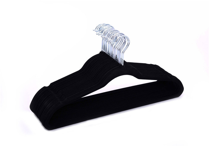 Achino Black Velvet Clothes Hangers with Clips