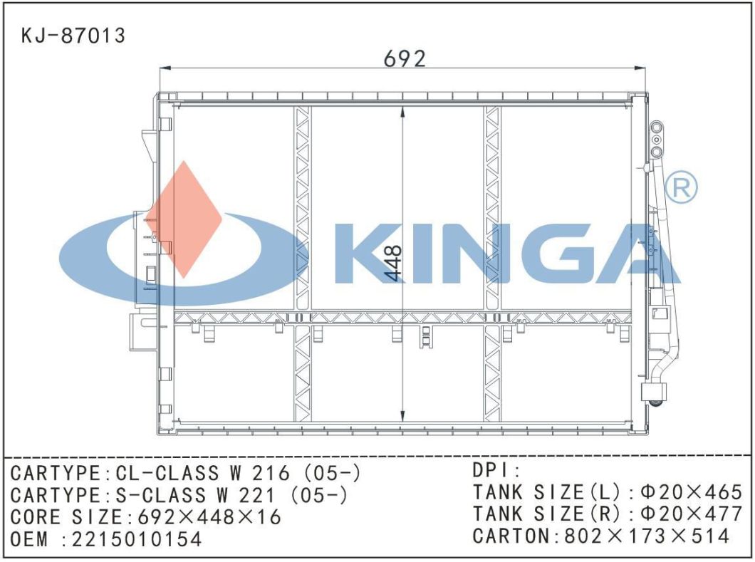 Auto Car A/C Condenser Cooling System for Benz Cl-Class; OEM: 2215010154