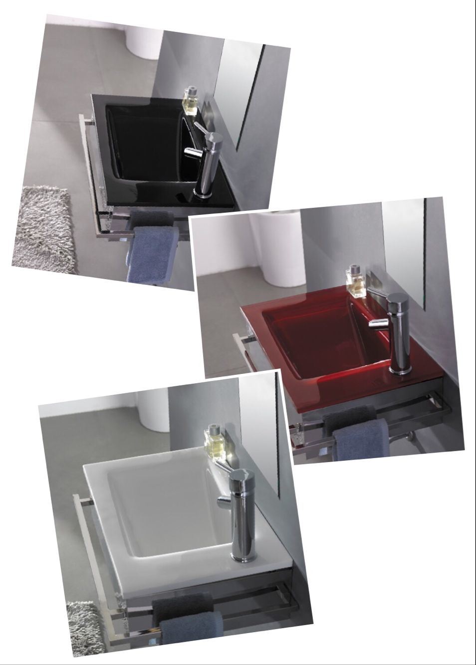 Tempered Glass Sink/Basin with Stainless Steel Frame