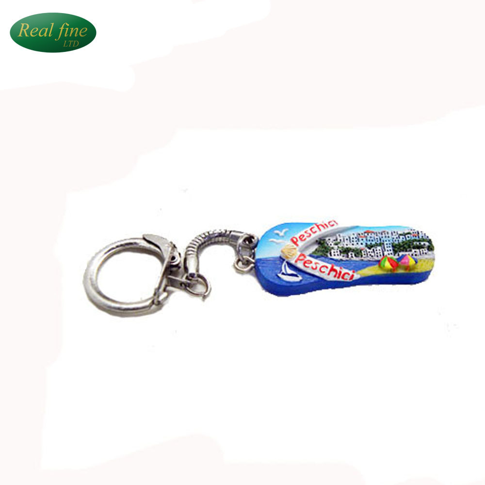 Italian Souvenirs Wholesale Resin Key Ring Chain Printed Key Chains for Sale Peschici