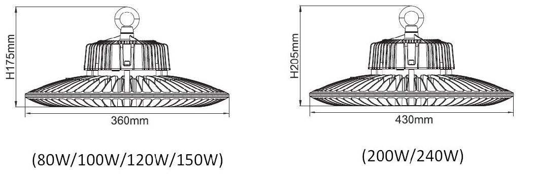 5years Warranty IP65 Dimmable UFO LED High Bay Light 80W/100W/120W/150W/200W/240W