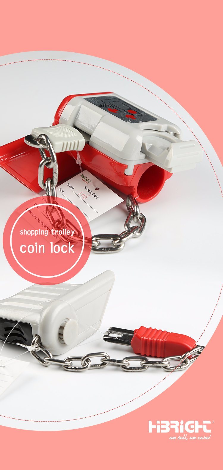 Supermarket Shopping Cart Coin Lock Trolley Connection Lock Coin