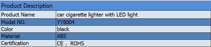 Car Cigarette Lighter Plug with LED Switch