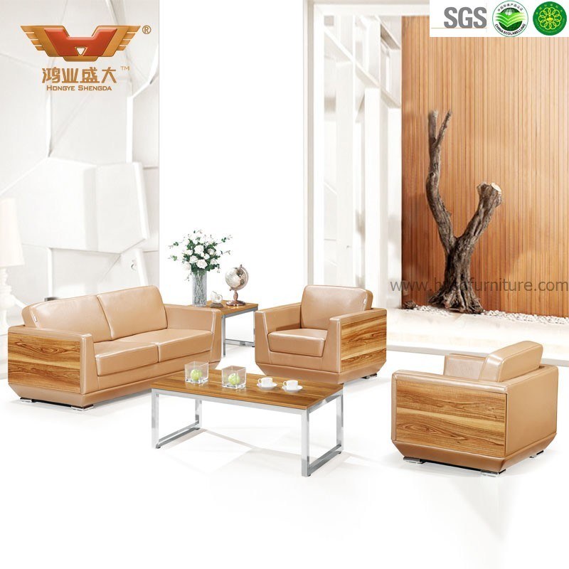 Guest Waiting Lobby Design Genuine Leather Office Sofa (HY-F1004)