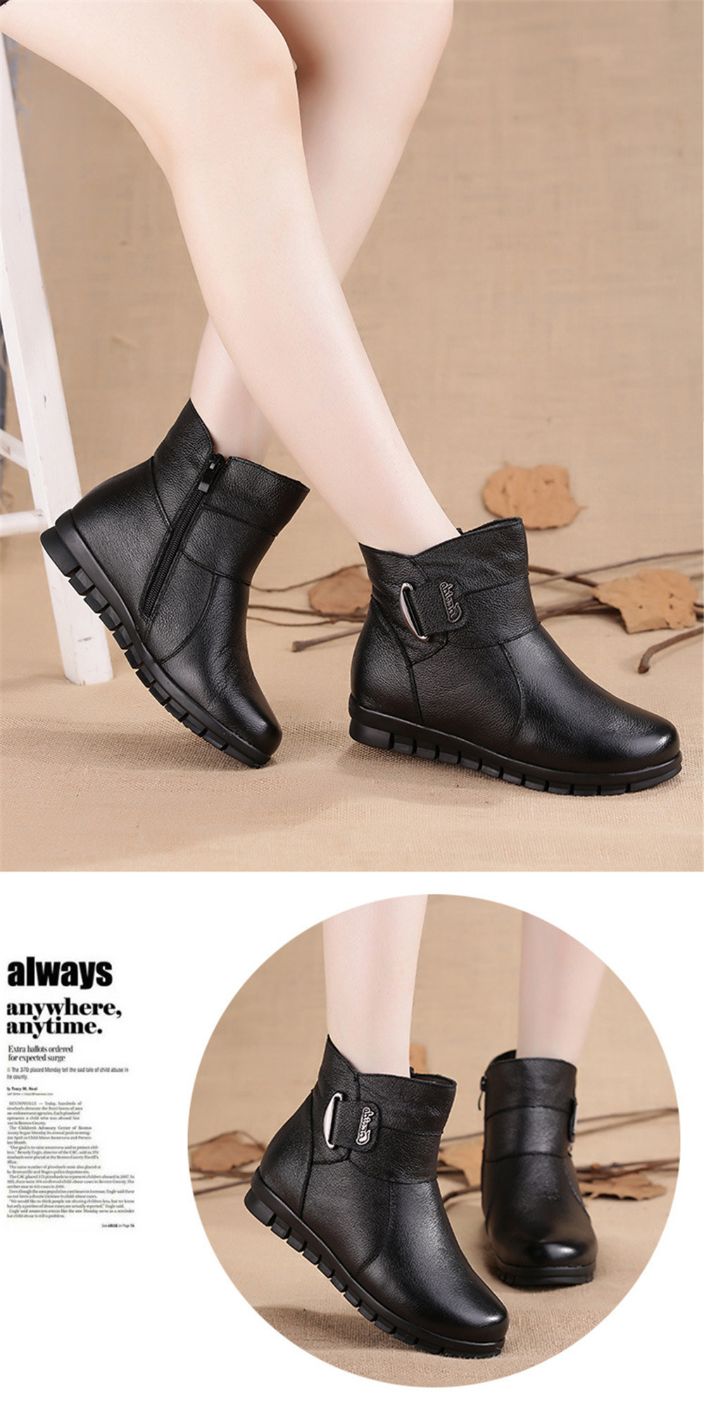 Lady Leather Boots/Fashion Leather Boots/Female Snow Boots