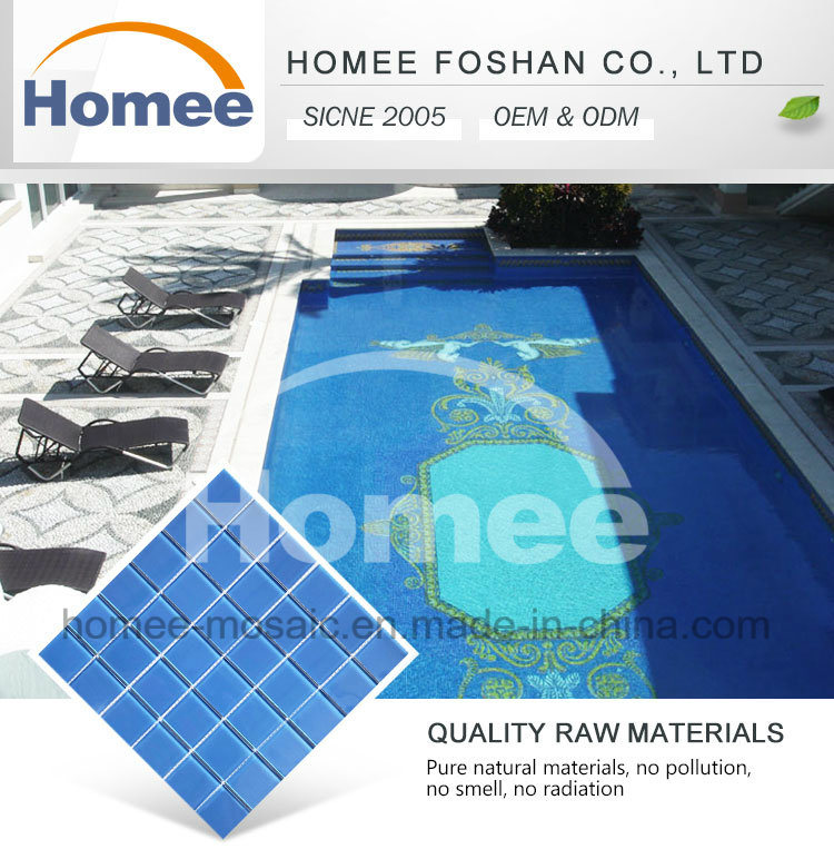 Hot Blue Square Glass Mosaic Tile for Swimming Pool Tile