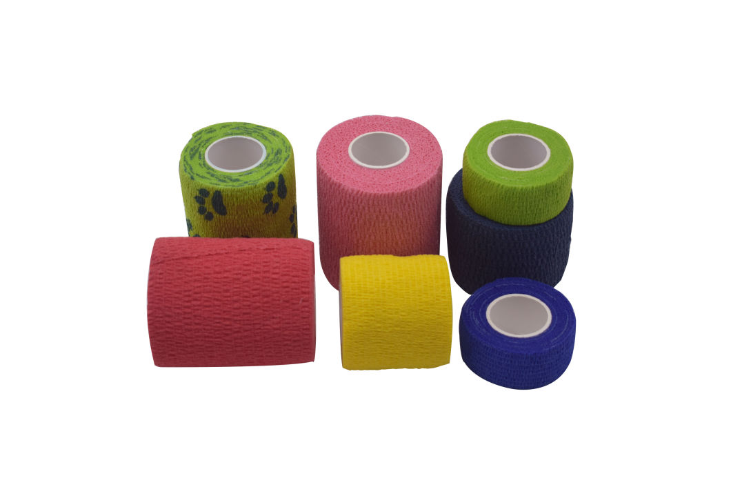 Ce Nonwoven Porous Adhesive Colored Crepe Elastic Cohesive Bandage