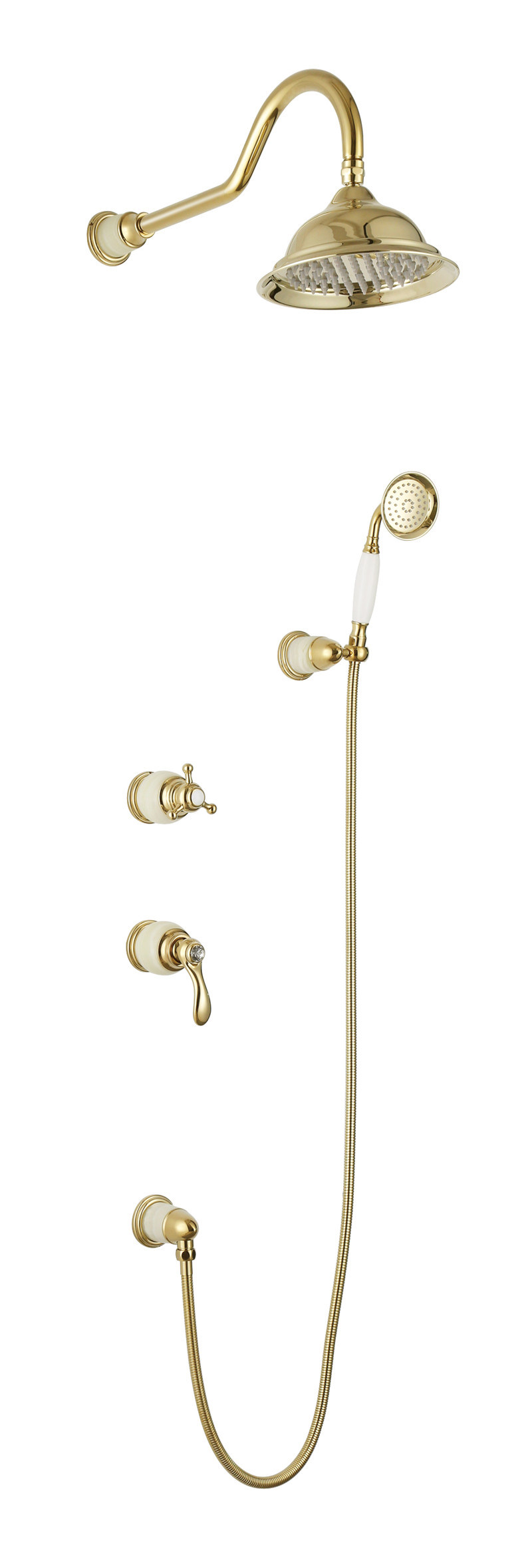 Wall Mounted Antique Brass Concealed Shower Set (zf-W58)