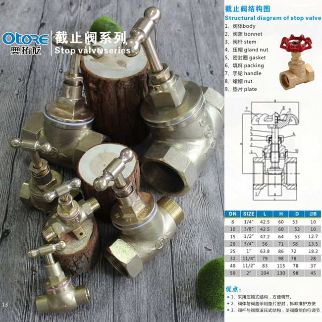 Brass Globe Valve Angle Valve Slow Open Spool