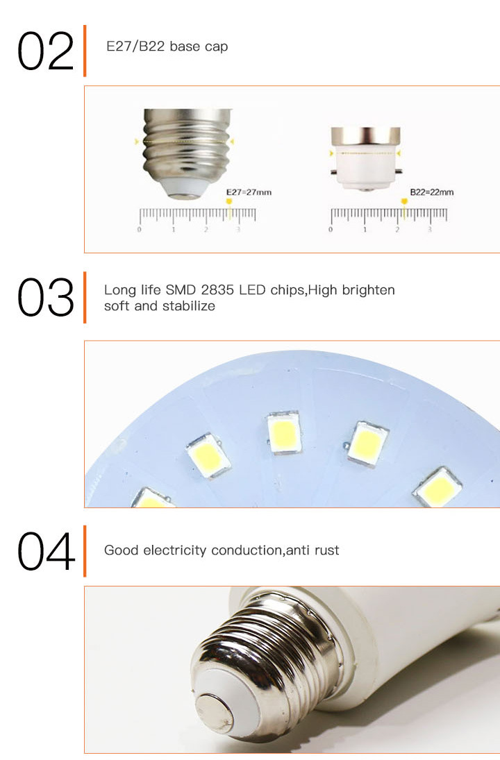 High Efficiency LED Bulb Lighting B22 E27 16W 18W 20W A70 with PC Cover EMC