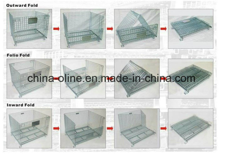 Stackable Folded Galvanized Steel Welded Wire Mesh Container