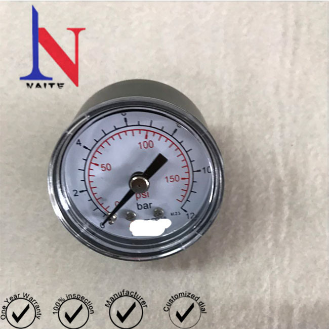 Back Mount 1/8 Bsp Connector Plastic Window Pressure Gauge