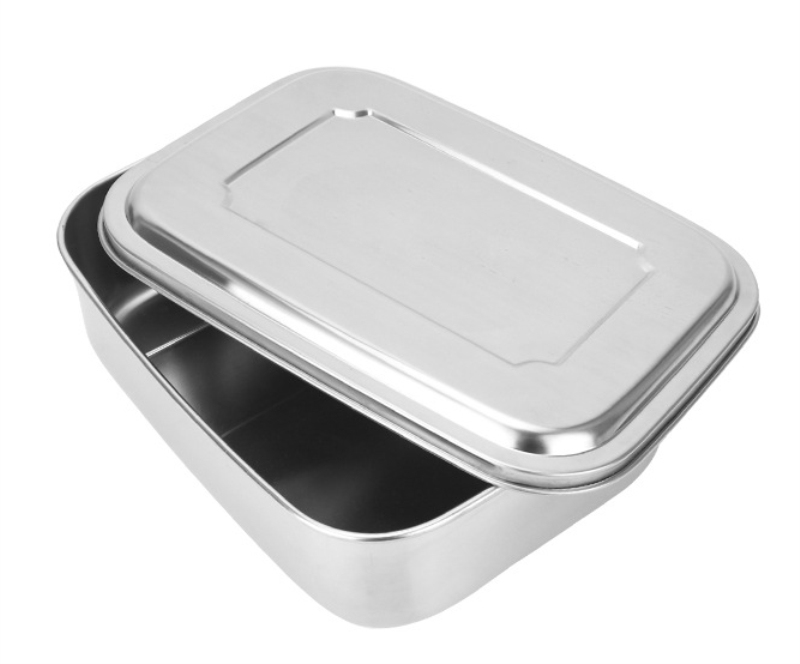 2 Compartment 304 Stainless Steel Rectangular Lunch Box & Food Container