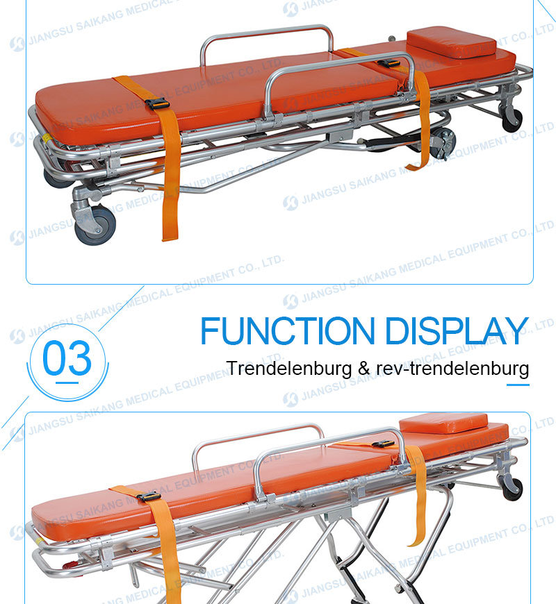 Stainless Steel Ambulance Hospital Folding Aluminum Alloy Patient Stretcher Trolley