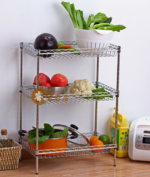 3 Tiers Vegetable Fruit Chrome Metal Storage Rack