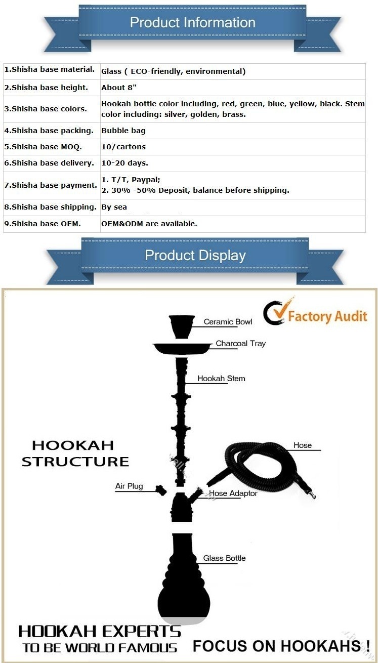 High Quality Aluminum Style Hookah Glass Bottle Shisha Smoking E Cigarette Hookah Pipe