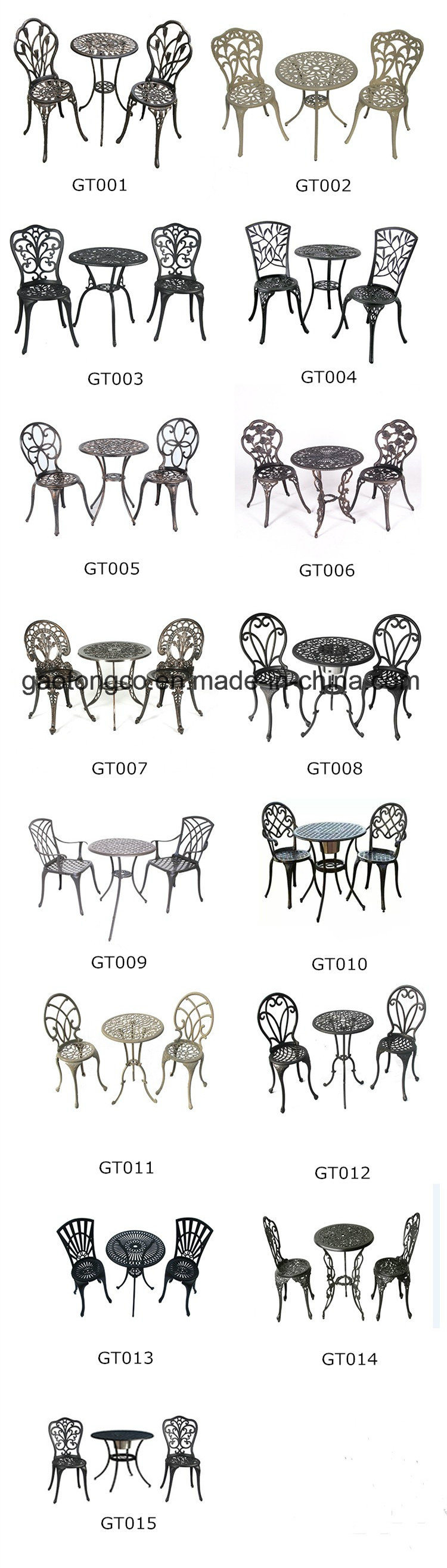 Die Cast Aluminum Outdoor Patio Furniture Rose Bistro Set