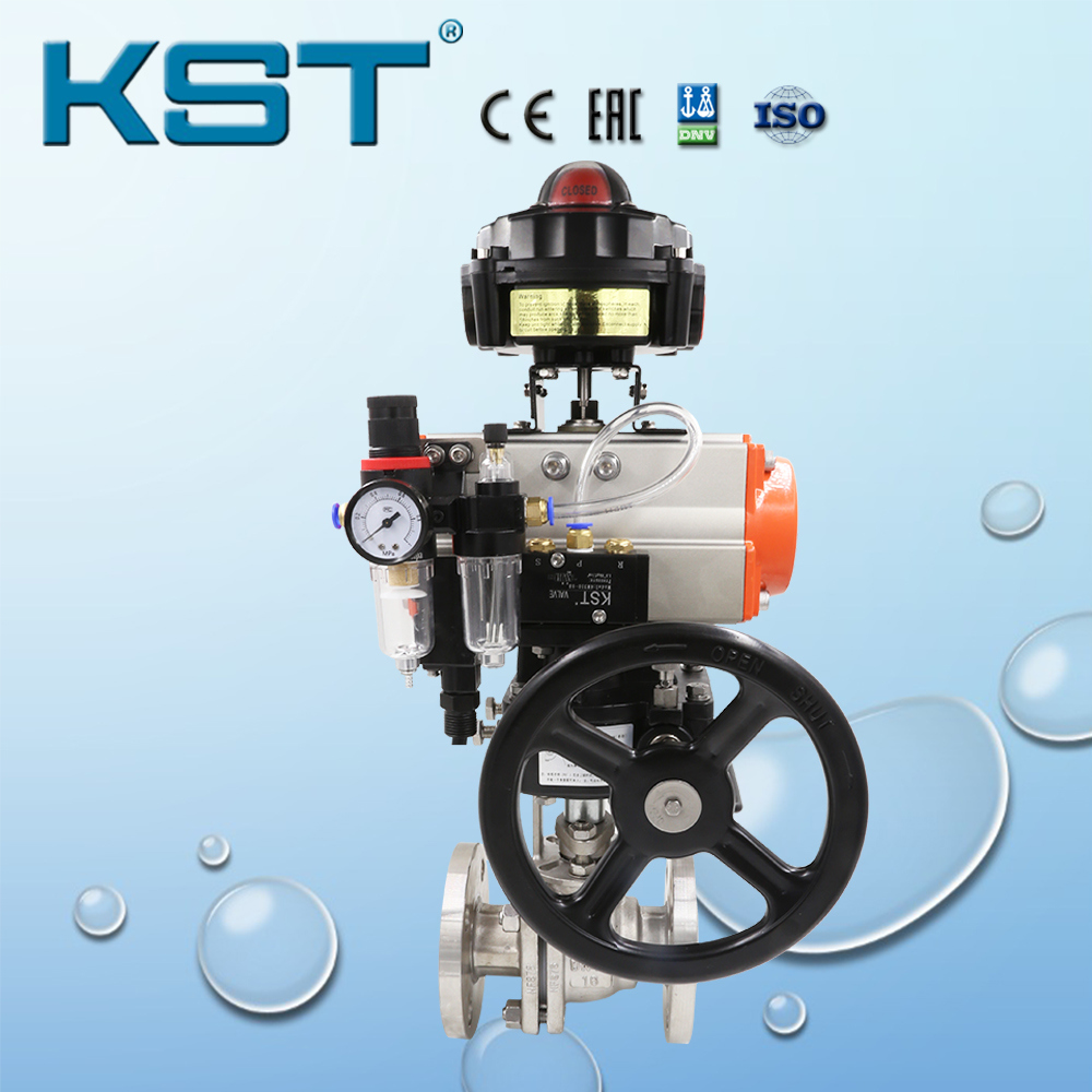 Kst Brand Pneumatic Ball Valve with Handwheel and Accessories