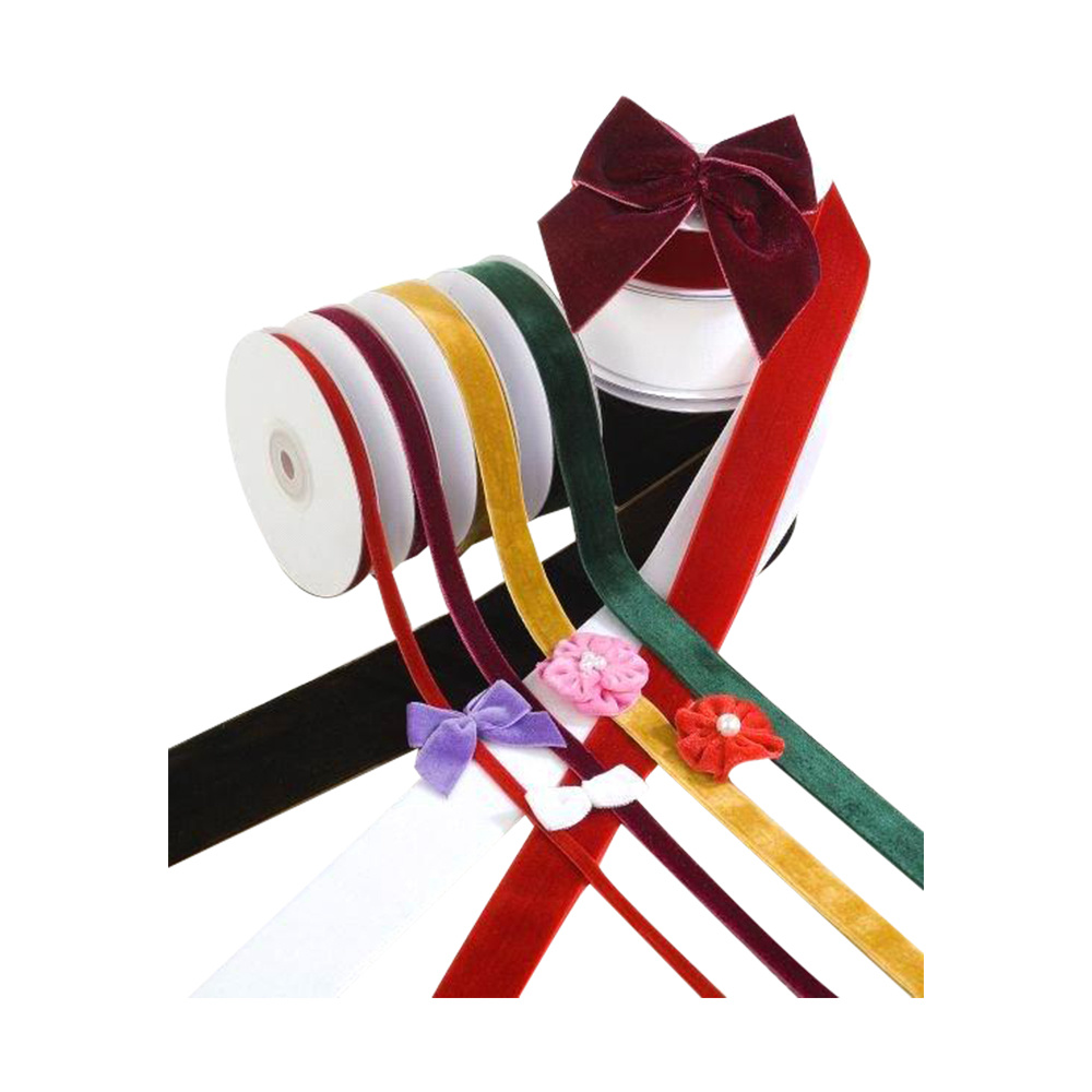 China Factory Red Multi Color Glitter Velvet Ribbon