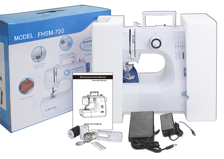 Fhsm-700 Household Multifunction Portable Lockstitch Sewing Machine with Foot Pedal