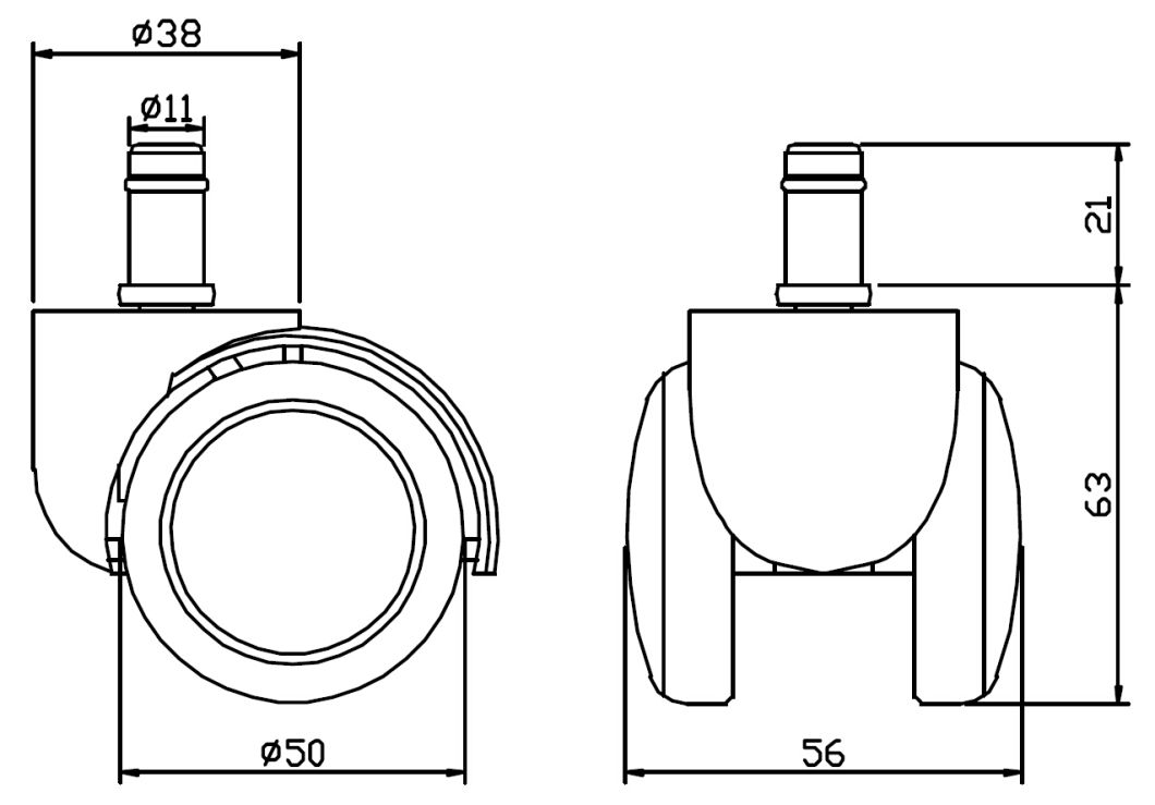 50mm Manufacturer for 10 Years BIFMA Product Quality Standard PVC Castors Furniture Caster Cabinet Caster