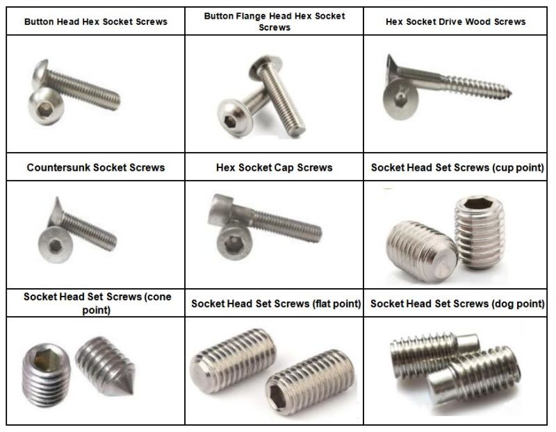 SS304 Grub Screws Set Screws Cone Point