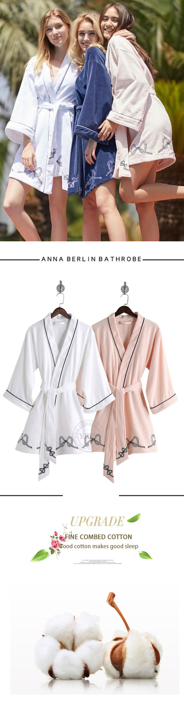 Wholesale and Custom 100% Cotton Velour 5 Stars Hotel Bathrobe