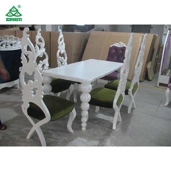 Restaurant Elegant White Wooden Modern Dining Room Tables and Chairs (180 cm)