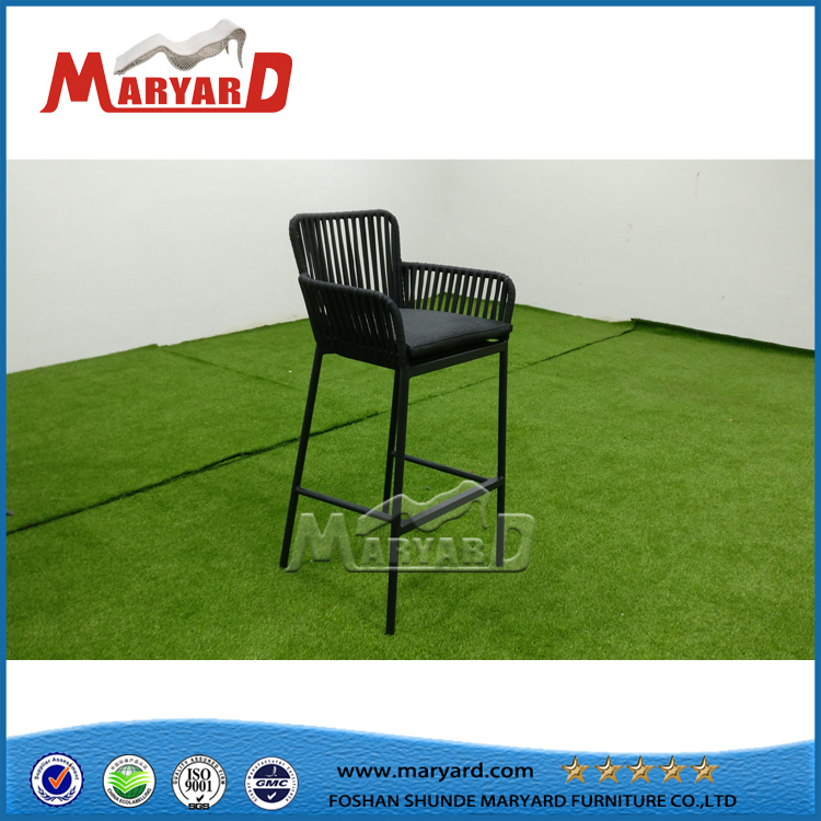 Modern Furniture Aluminium Metal Frame with Teak Wood/Wicker Rattan High Bar Chair