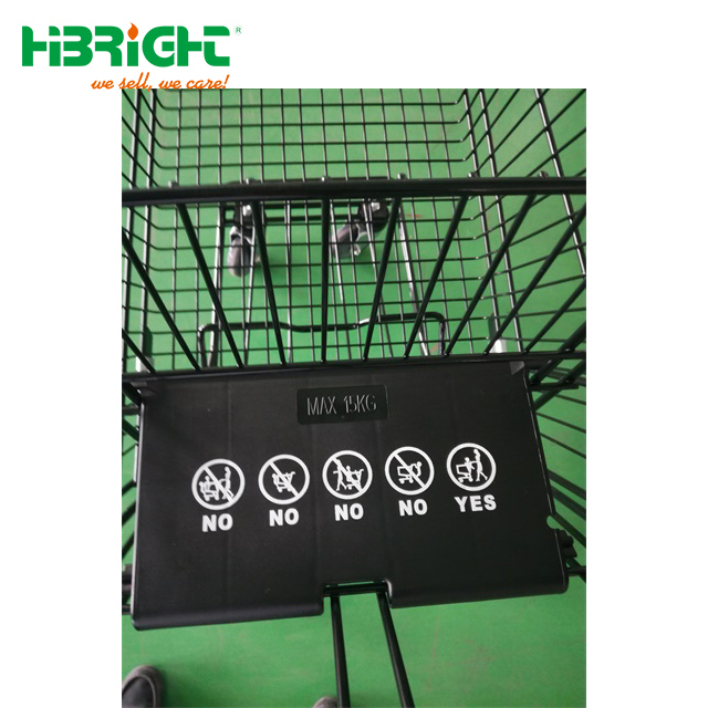 Black Powder Coating Retail Store Supermarket Shopping Cart