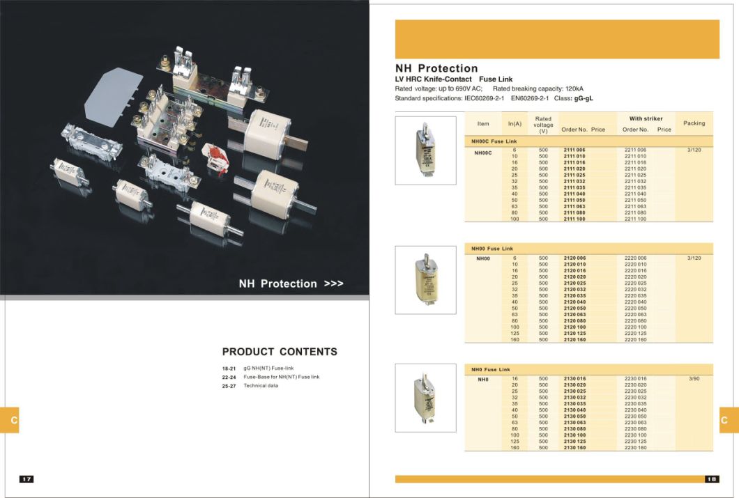 Low Voltage HRC Fuse Link Nh000 Nh00 Nh0 Nh1 Nh2 Nh3 Nh4