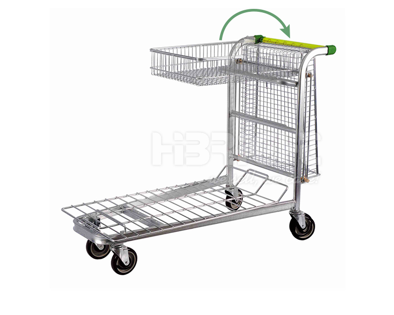 Double Tiers Warehouse Cargo Transport Trolley