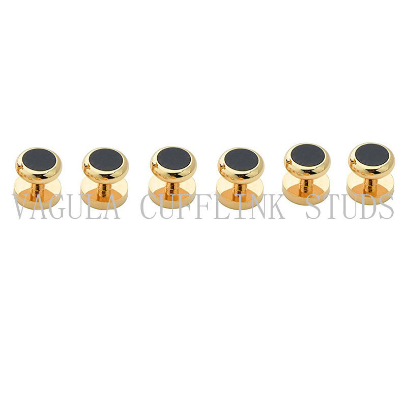 VAGULA Jewelry Onyx Tuxedo Cufflinks Studs 8 PCS Set Cuff Links