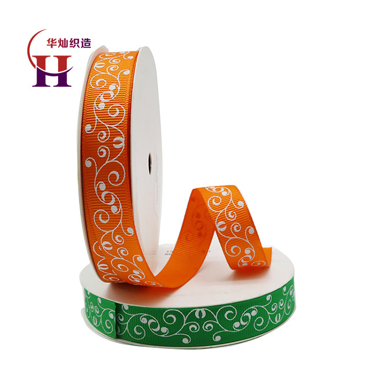 Top Sale Classical Gift Box Package Orange Floral Grosgrain Ribbon Print