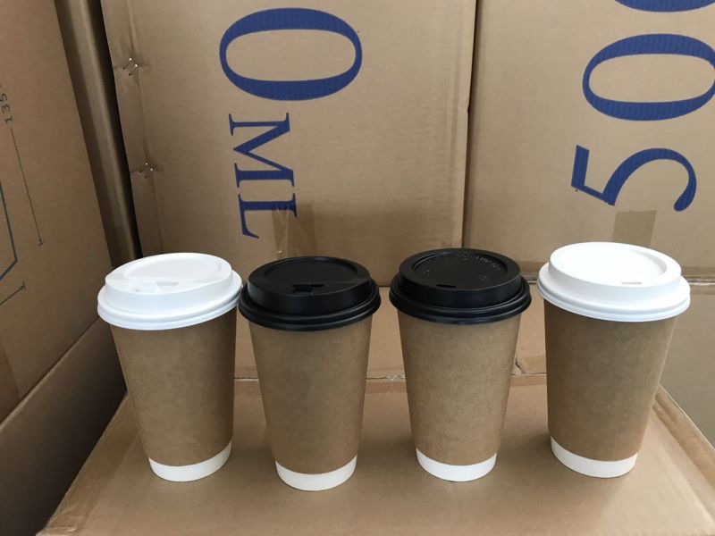 Logo Custom Printing Disposable Double Wall Kraft Paper Coffee Cup