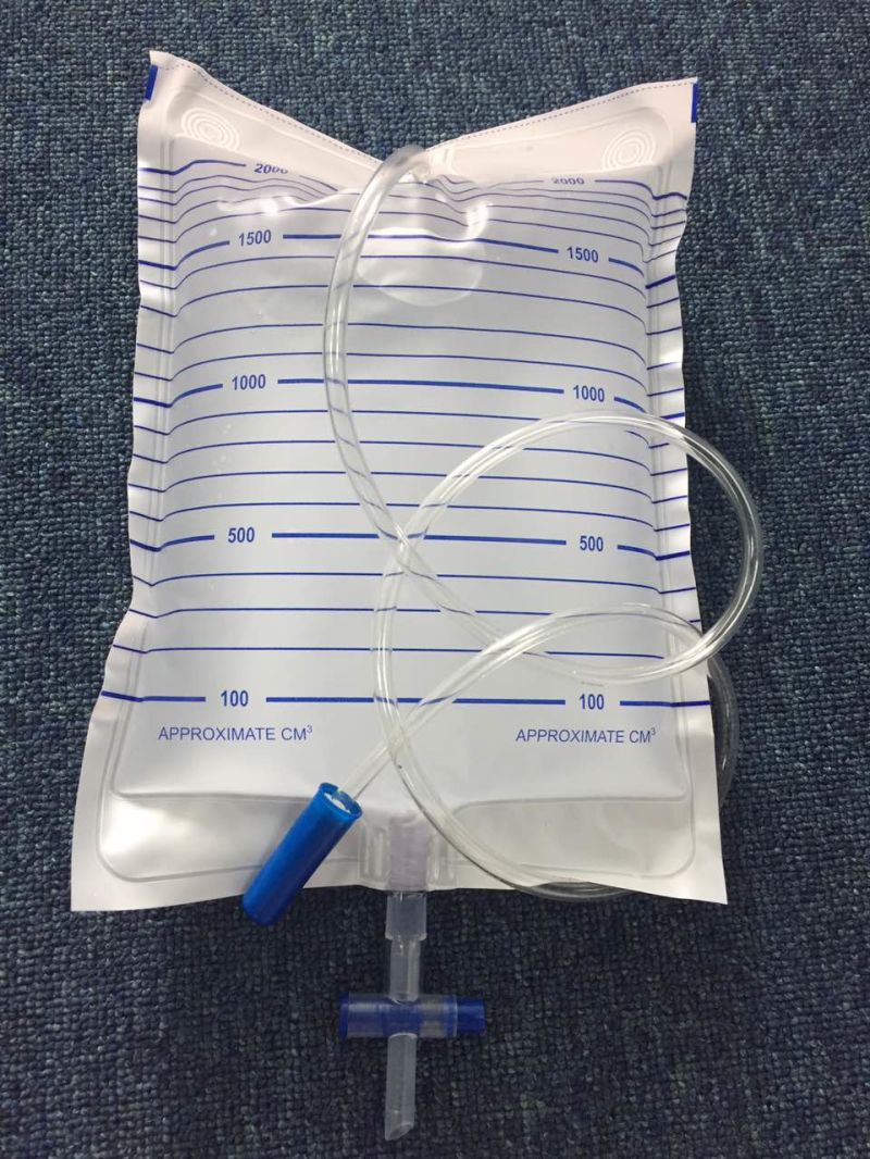 Medical Supply Urine Bag with Cross Outlet with Anti Reflux Valve